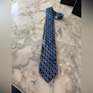Versace Blue Geometric Silk Tie
